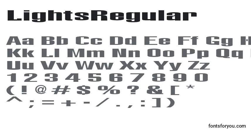 Schriftart LightsRegular – Alphabet, Zahlen, spezielle Symbole