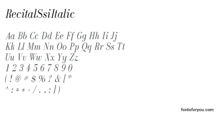 RecitalSsiItalic-fontti – aakkoset, numerot, erikoismerkit