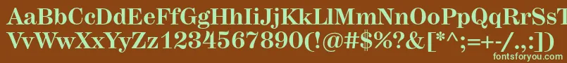 フォントHerculesBold – 緑色の文字が茶色の背景にあります。