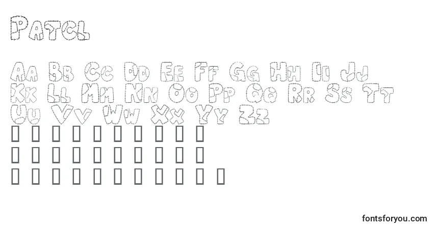 Schriftart Patcl – Alphabet, Zahlen, spezielle Symbole