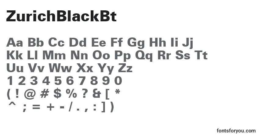 Шрифт ZurichBlackBt – алфавит, цифры, специальные символы