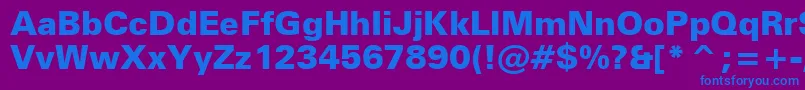 フォントZurichBlackBt – 紫色の背景に青い文字