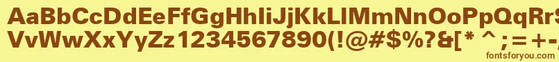 Шрифт ZurichBlackBt – коричневые шрифты на жёлтом фоне