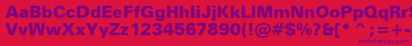 Czcionka ZurichBlackBt – fioletowe czcionki na czerwonym tle