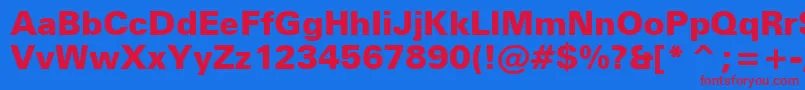 ZurichBlackBt Font – Red Fonts on Blue Background