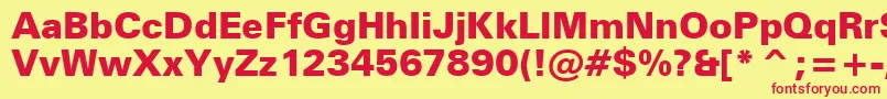 ZurichBlackBt Font – Red Fonts on Yellow Background