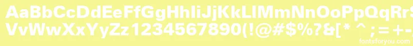ZurichBlackBt-fontti – valkoiset fontit keltaisella taustalla
