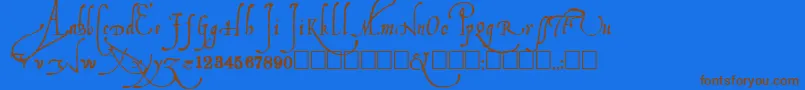 Ludovicos-Schriftart – Braune Schriften auf blauem Hintergrund