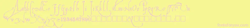 フォントLudovicos – ピンクのフォント、黄色の背景