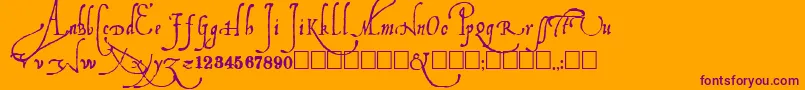 Ludovicos-Schriftart – Violette Schriften auf orangefarbenem Hintergrund