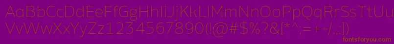 Weitere Informationen zur AminoAltExtralight-Schriftart AminoAltExtralight-Schriftart – Braune Schriften auf violettem Hintergrund