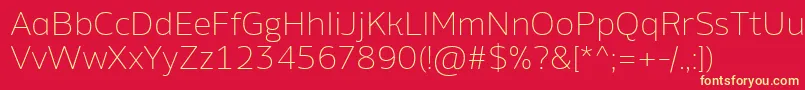 AminoAltExtralight Font – Yellow Fonts on Red Background