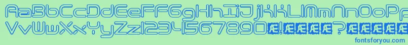 フォントQuantrh – 青い文字は緑の背景です。