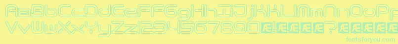 フォントQuantrh – 黄色い背景に緑の文字