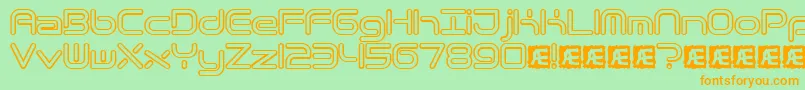 フォントQuantrh – オレンジの文字が緑の背景にあります。