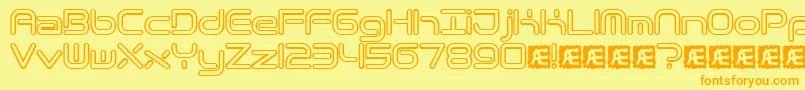 フォントQuantrh – オレンジの文字が黄色の背景にあります。