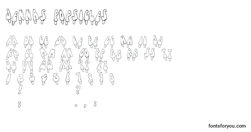 Шрифт Jennas Popsicles – алфавит, цифры, специальные символы