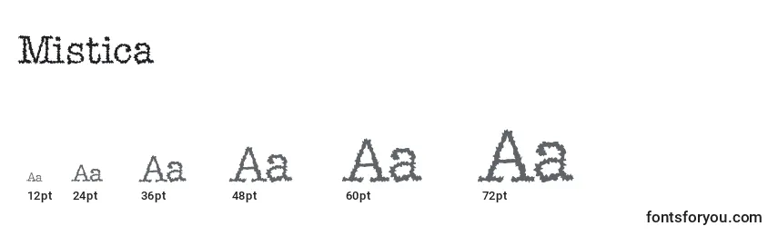 Размеры шрифта Mistica