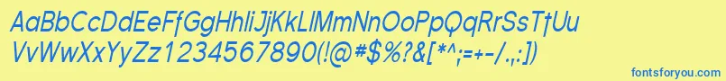 FlorencesansCondItalic Font – Blue Fonts on Yellow Background