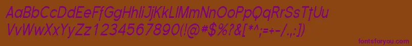 FlorencesansCondItalic Font – Purple Fonts on Brown Background
