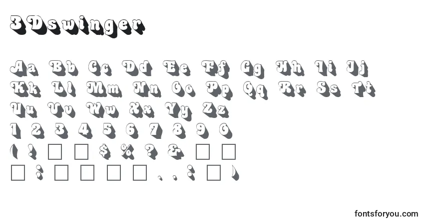 A fonte 3Dswinger – alfabeto, números, caracteres especiais
