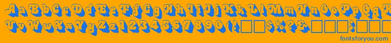 3Dswinger-Schriftart – Blaue Schriften auf orangefarbenem Hintergrund