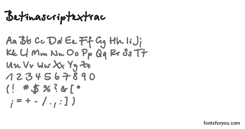 Czcionka Betinascriptextrac – alfabet, cyfry, specjalne znaki