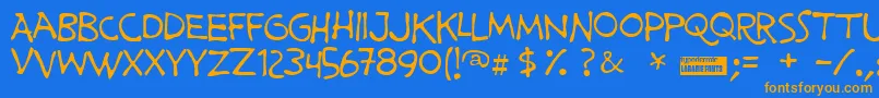 Primemin Font – Orange Fonts on Blue Background
