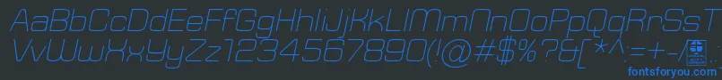 TypoSquareLightItalicDemo Font – Blue Fonts on Black Background