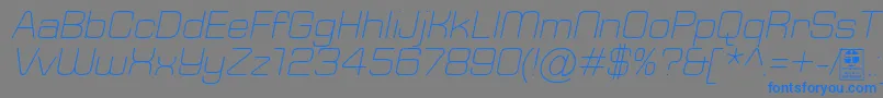 TypoSquareLightItalicDemo Font – Blue Fonts on Gray Background