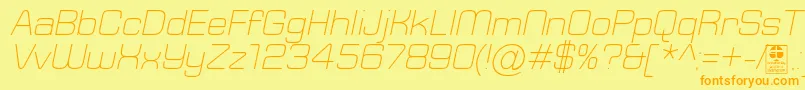 TypoSquareLightItalicDemo-Schriftart – Orangefarbene Schriften auf gelbem Hintergrund