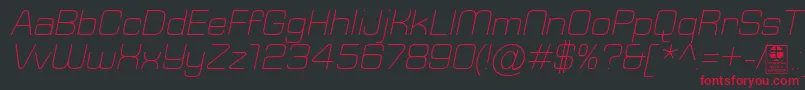 フォントTypoSquareLightItalicDemo – 黒い背景に赤い文字