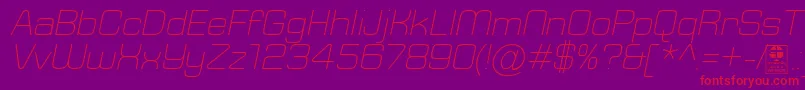 TypoSquareLightItalicDemo-Schriftart – Rote Schriften auf violettem Hintergrund