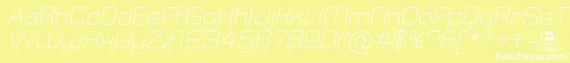 Czcionka TypoSquareLightItalicDemo – białe czcionki na żółtym tle