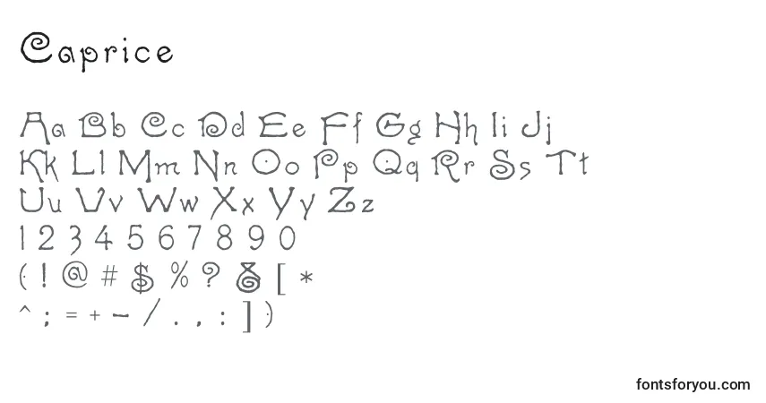 Schriftart Caprice (69226) – Alphabet, Zahlen, spezielle Symbole