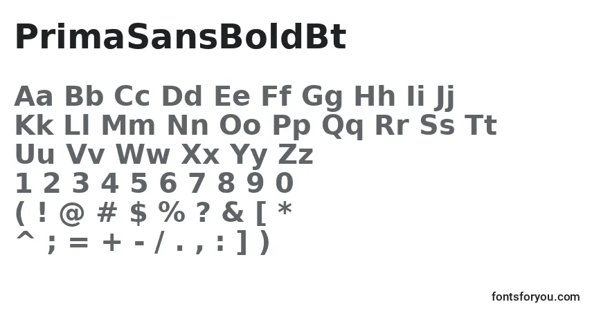 Шрифт PrimaSansBoldBt – алфавит, цифры, специальные символы