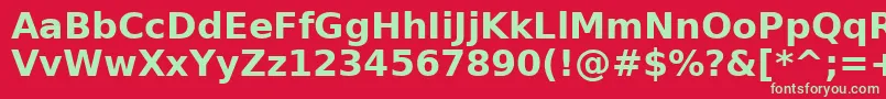 フォントPrimaSansBoldBt – 赤い背景に緑の文字