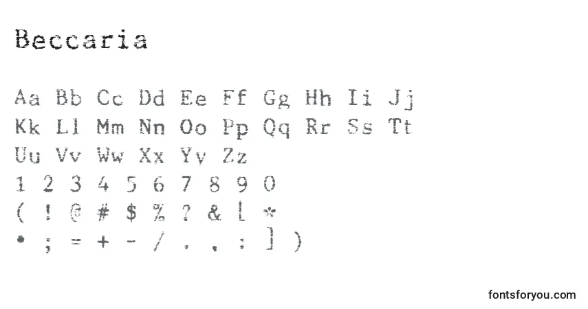 Beccaria-fontti – aakkoset, numerot, erikoismerkit