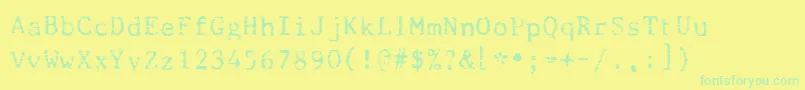 フォントBeccaria – 黄色い背景に緑の文字