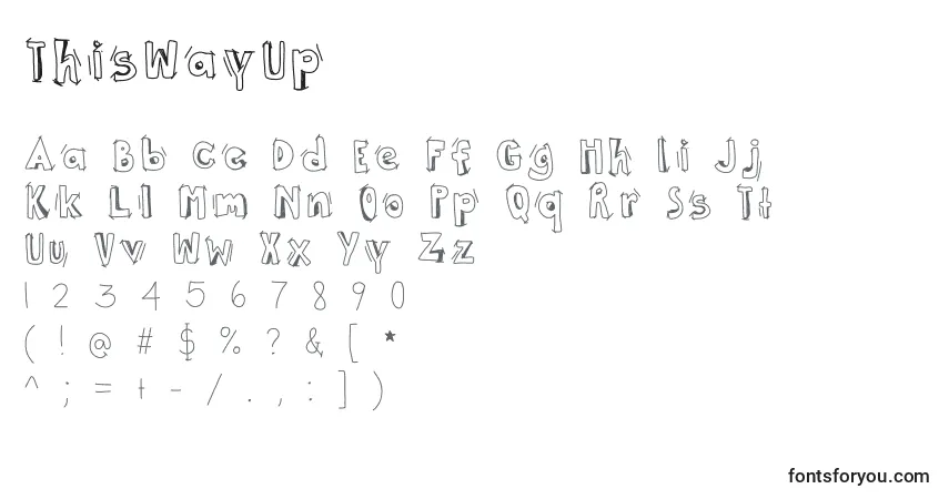 Schriftart ThisWayUp – Alphabet, Zahlen, spezielle Symbole