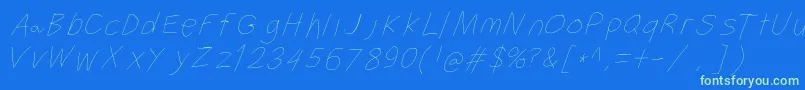 Filamentfourseven Font – Green Fonts on Blue Background