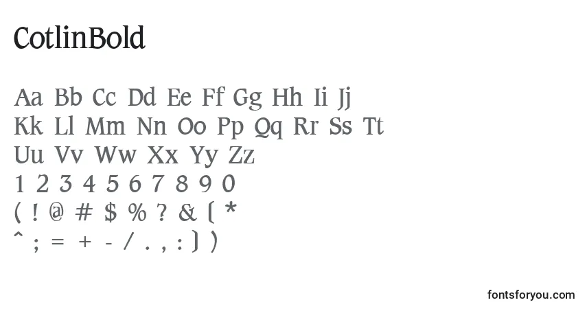 Czcionka CotlinBold – alfabet, cyfry, specjalne znaki