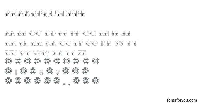 Czcionka BrakefluidFfp – alfabet, cyfry, specjalne znaki