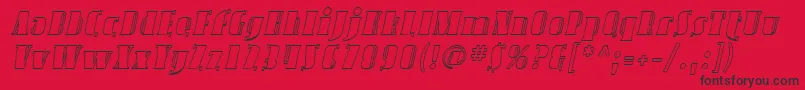 SfavondaleoutlineItalic-Schriftart – Schwarze Schriften auf rotem Hintergrund