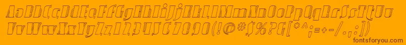 SfavondaleoutlineItalic-Schriftart – Braune Schriften auf orangefarbenem Hintergrund