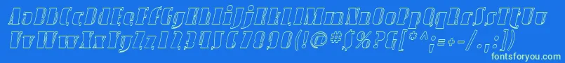 SfavondaleoutlineItalic-Schriftart – Grüne Schriften auf blauem Hintergrund