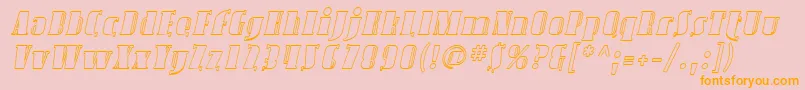 SfavondaleoutlineItalic-Schriftart – Orangefarbene Schriften auf rosa Hintergrund