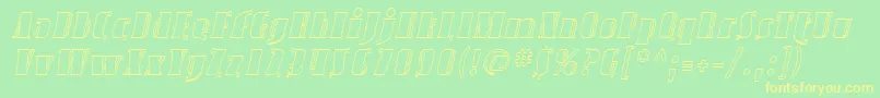 Fonte SfavondaleoutlineItalic – fontes amarelas em um fundo verde