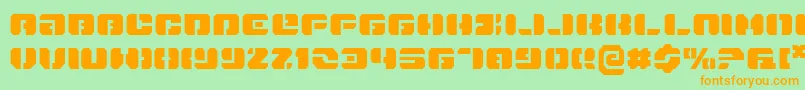 Dan-Schriftart – Orangefarbene Schriften auf grünem Hintergrund