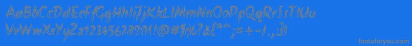 AkronimRegular-Schriftart – Graue Schriften auf blauem Hintergrund